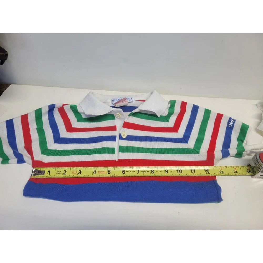 Vtg OshKosh B'gosh Kids Striped Polo Shirt Short Sleeve‎ Size 7